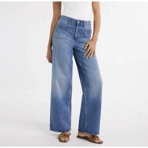 Free Assembly High Rise Wide Leg Sailor Jeans Size 2 Cropped 29" inseam Festival